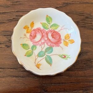 Vintage Trinket Jewelry Dish Floral Rose Pattern.Signed Numbered England